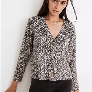 Madewell- vintage ditsy cameron ribbed cardigan sweater